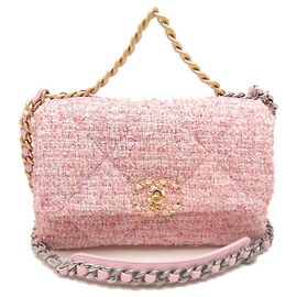 Bolsa de Ombro Chanel 19 em Tweed Rosa