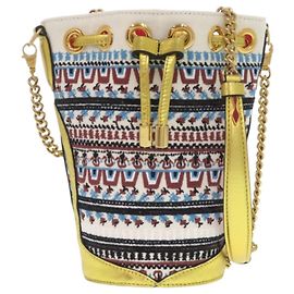 Bolso bucket Christian Louboutin LOUBIPHORE Blanco Roja Multicolor Dorado