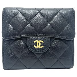 Chanel Matelassé Coco Mark Compact Tri-fold Wallet Black