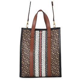 Bolsa de mão em couro Burberry TB Monogram Multicor Bege