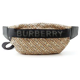 Borsa a mano Burberry TB Monogram in nylon Nero Beige Crudo