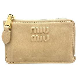 Miu Miu Nappa Leather Envelope Card Case Beige