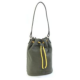 Sac à main Miu Miu en gabardine Vert Kaki Jaune