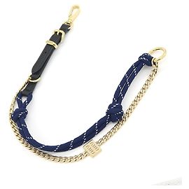Portachiavi Miu Miu in pelle blu navy e oro D'oro Blu navy