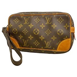 Louis Vuitton Monogram Marly Dragonne PM Clutch Tasche Braun