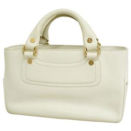 Céline Celine Boogie Bag Leather Handbag White