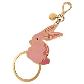 Prada Rabbit Keyring Pink Gold Metal Pink Golden