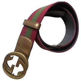 Cintura Gucci GG Marmont Web Rosso D'oro Verde