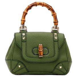 Gucci Sac à main Bamboo en cuir vert Vert