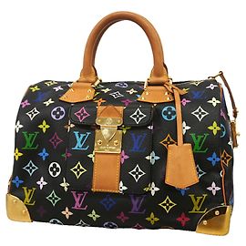 Louis Vuitton Monogram Multicolor Speedy 30 Handbag Black