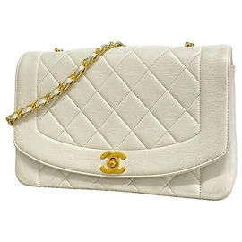 Bolsa de Ombro Chanel Diana Chain Branco