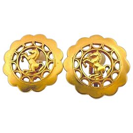Hermès Boucles d'oreilles clips Hermes Cheval Fleur Doré