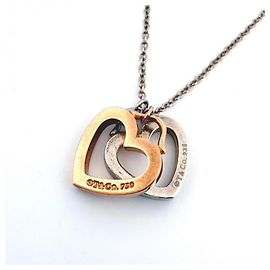 Autre Marque Collier Tiffany & Co. Sentimental Double Heart en K18PG Argenté Doré