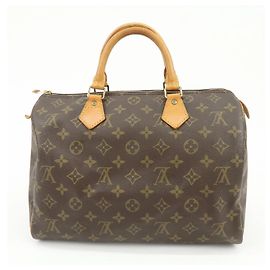 Louis Vuitton Speedy 30 Monogram Canvas Handbag Brown