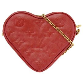 Louis Vuitton Coeur Heart on Chain Monogram Embossed Lambskin Red