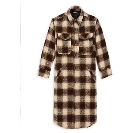 The Kooples Karierter Wollmischung Mantel Braun Braun Beige
