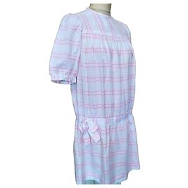 Cacharel Pink and White Gingham Cotton Mini Dress Pink White