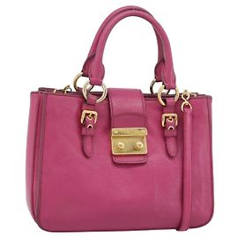 Miu Miu Madras Convertible Lock Leather Medium Rosa
