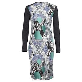 Peter Pilotto Kleid mit abstraktem Print Weiß Blau Grün Grau