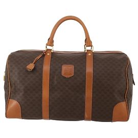 Céline Celine Boston Triomphe Coated Canvas Large Marrone