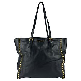 Bolsa de ombro Miu Miu em couro preto Preto