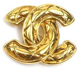 Chanel Gold Metal Brooch Golden
