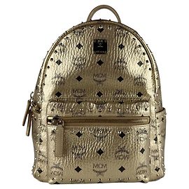 MCM Lederrucksack Schwarz Gold Schwarz Golden