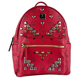 Mochila MCM de cuero en rojo Roja