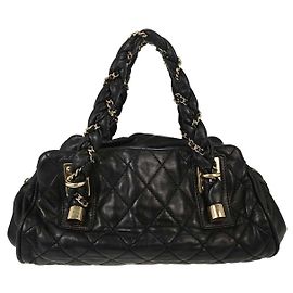 Chanel Lady Braid Bowler Quilted Distressed Calfskin Large Noir