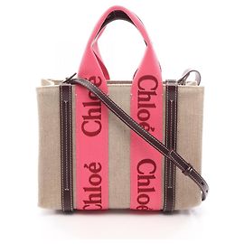 Borsa Tote 2-Way Chloé Woody Small Marrone Rosa Beige
