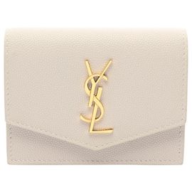 Yves Saint Laurent White Leather Card Case White