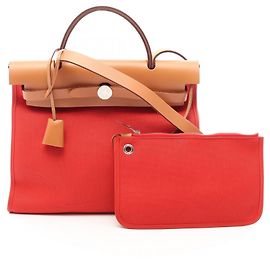 Hermès Borsa Hermes Herbag Zip 2-Way Marrone Rosso Altro