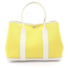Hermès Hermes Garden Party PM Tote Bag Weiß Gelb