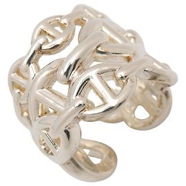Hermès Bague anneau Hermes Enchainée GM Argenté