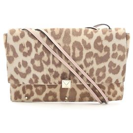 Sac à épaule Valentino imprimé léopard Marron Rose Beige