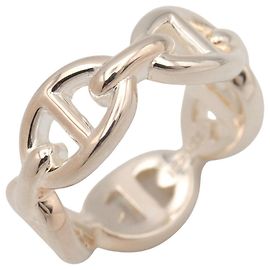 Hermès Hermes Enchainée PM Band Ring in Silver 925 Silvery
