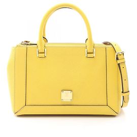 MCM 2-Way Handtasche aus gelbem Leder Gelb