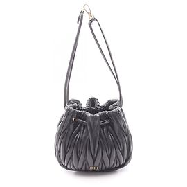 Miu Miu Matelassé Black Leather Handbag Pouch Black