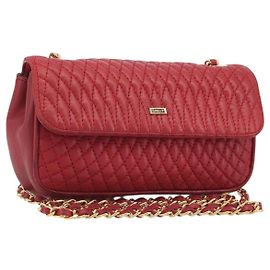Bolsa de Ombro com Corrente BALLY em Couro Vermelho e Ouro Auth 195012 Vermelho Dourado