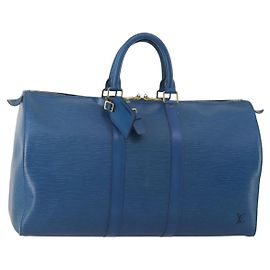 LOUIS VUITTON Epi Keepall 45 Boston Bag Blue M42975 LV Auth 201910 Blu