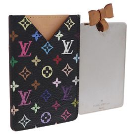 LOUIS VUITTON Monogram Multicolor Etui Specchio a mano Nero M92651 LV Auth BA15826 Nero
