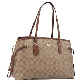 Borsa Tote Coach Signature PVC Beige Gold Auth ki6830A Beige D'oro