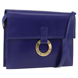 Céline Borsa a tracolla CELINE Circle in pelle blu tono oro Auth gh2238 Blu Altro