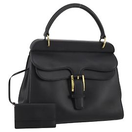 Sac à main GUCCI en cuir noir et or 101676 Auth am12616V Noir Doré