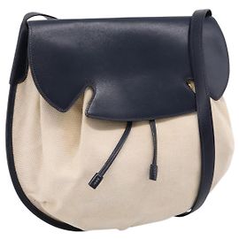 Hermès Bolsa de Ombro HERMES Canvas Beige Gold Auth 204766 Bege Dourado