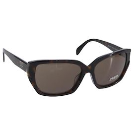 Lunettes de soleil PRADA Plastique Noir Doré Auth BA15566V Noir Autre