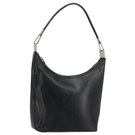 GUCCI Shoulder Bag Leather Black Silver 0013814 Auth bs35336 Black Silvery