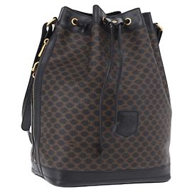 Céline Borsa a tracolla CELINE Macadam Canvas PVC Nero Oro Auth 181639V Nero D'oro