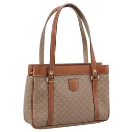 Céline Bolso Tote CELINE Macadam Canvas PVC Beige Gold Auth 204866A Beige Dorado