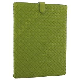 BOTTEGA VENETA INTRECCIATO iPad Case Leather Green Auth 204255 Green